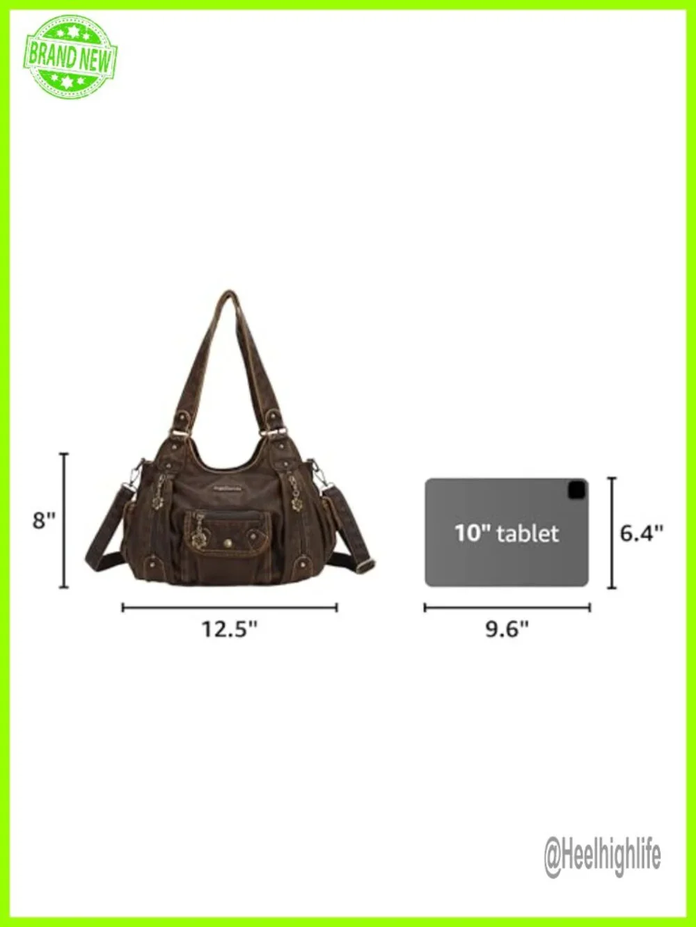 Soft PU Leather Hobo Shoulder Crossbody Bag with Multiple Pockets